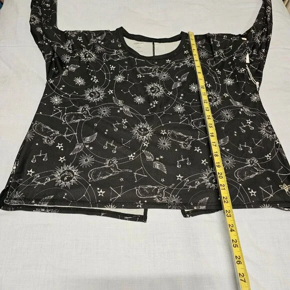 Johnny Was Active Bijou Long Sleeve Flyaway Back Top Tee Women Size L Black - Picture 6 of 16